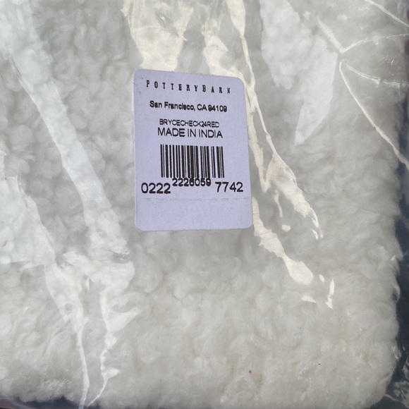 Pottery Barn Red and Black Bryce Sherpa Back Check Pillow Cover - Picture 11 of 16